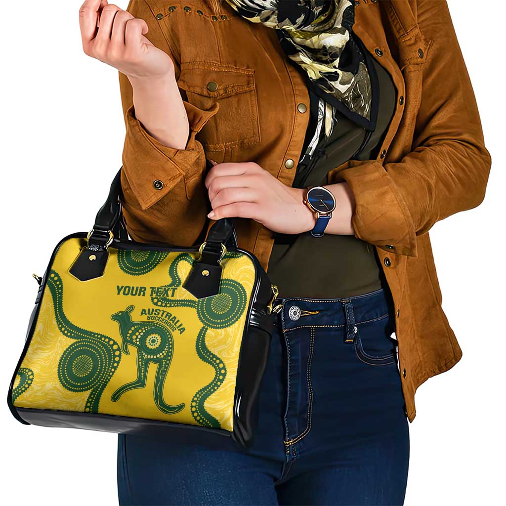 Custom Australia Soccer Shoulder Handbag Go Socceroos Kangaroo With Indigenous Art