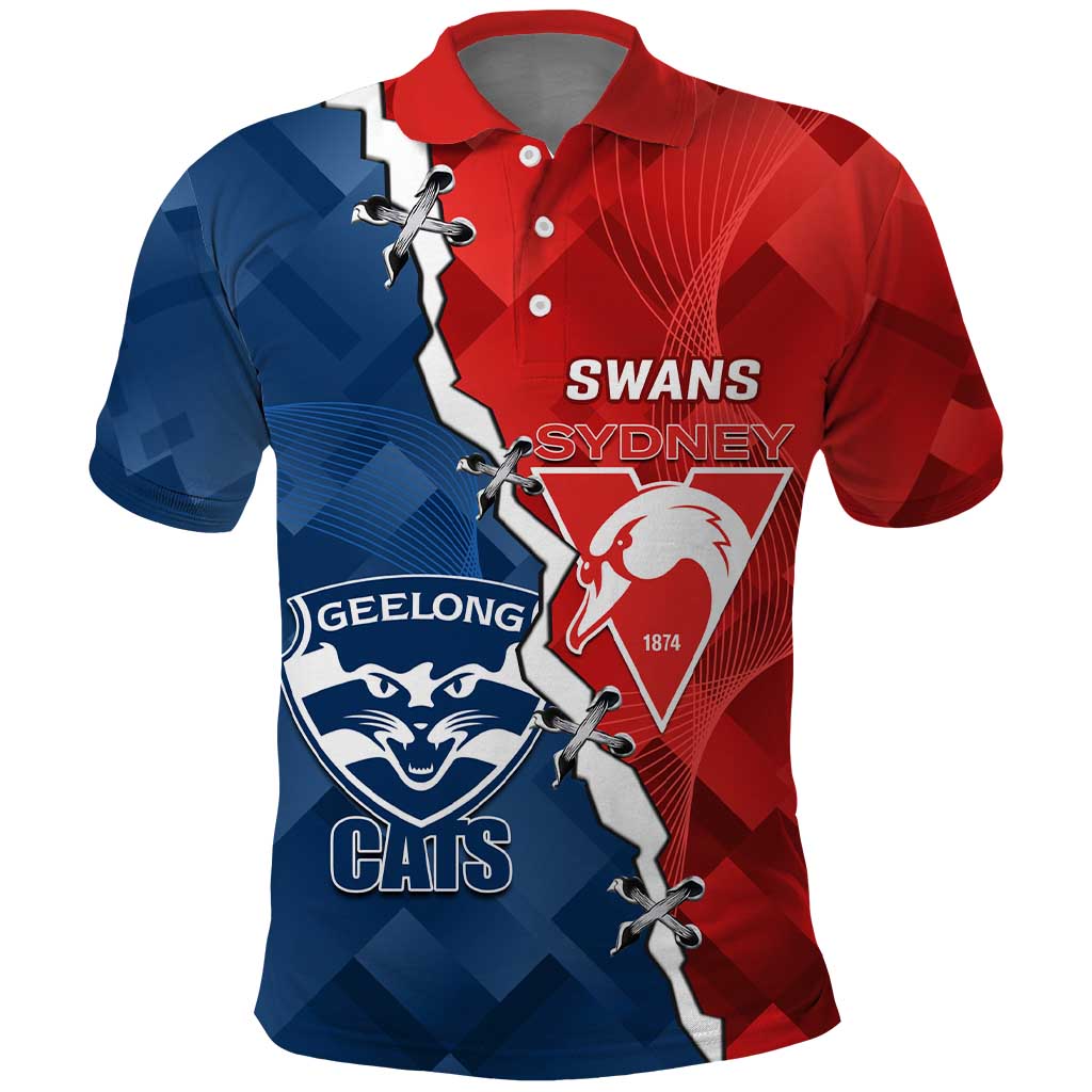 Custom Swans And Cats Football Polo Shirt 2024 Together Dynamic Version