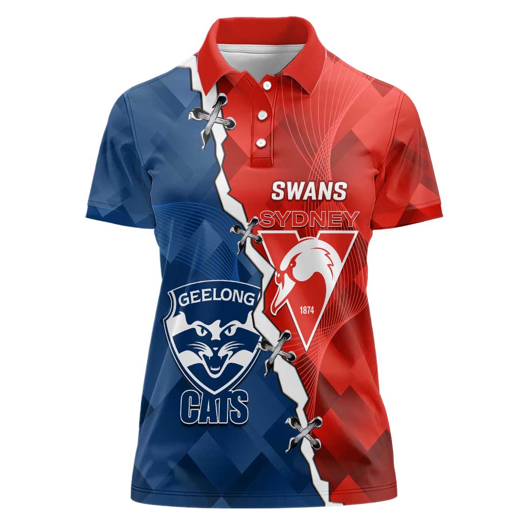 Custom Swans And Cats Football Women Polo Shirt 2024 Together Dynamic Version