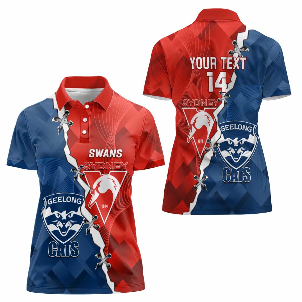 Custom Swans And Cats Football Women Polo Shirt 2024 Together Dynamic Version