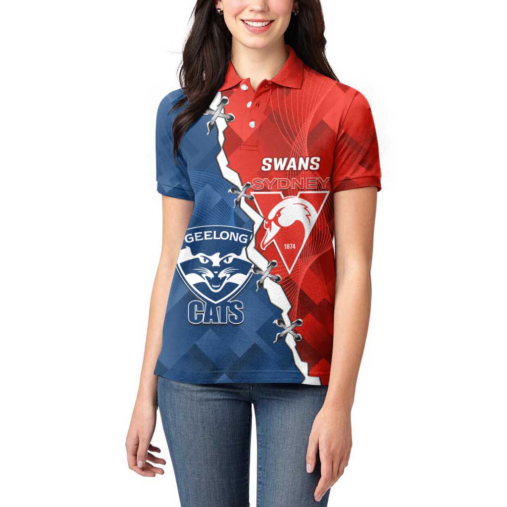 Custom Swans And Cats Football Women Polo Shirt 2024 Together Dynamic Version