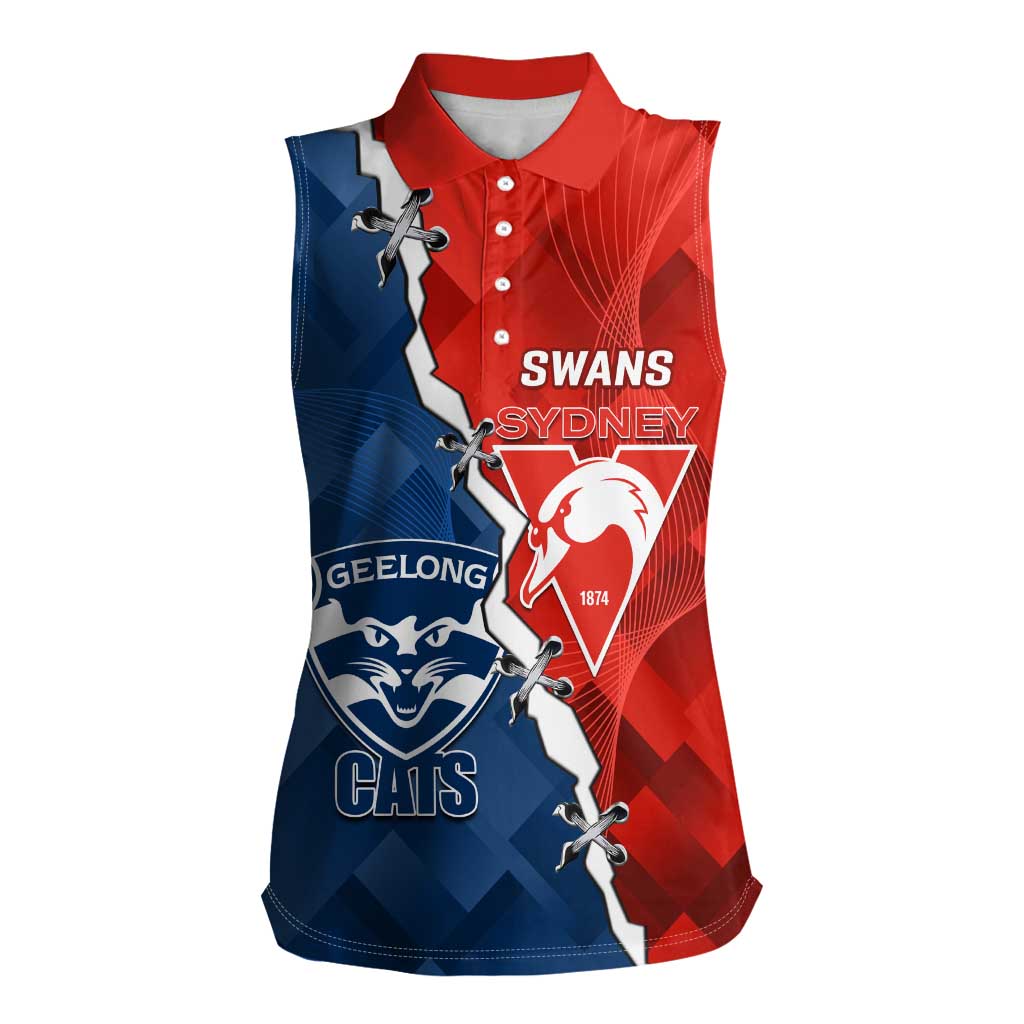 Custom Swans And Cats Football Women Sleeveless Polo Shirt 2024 Together Dynamic Version