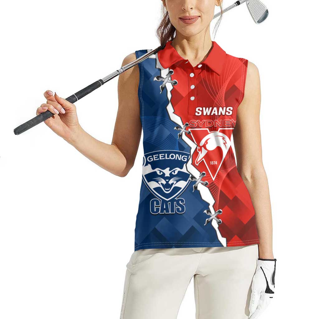 Custom Swans And Cats Football Women Sleeveless Polo Shirt 2024 Together Dynamic Version