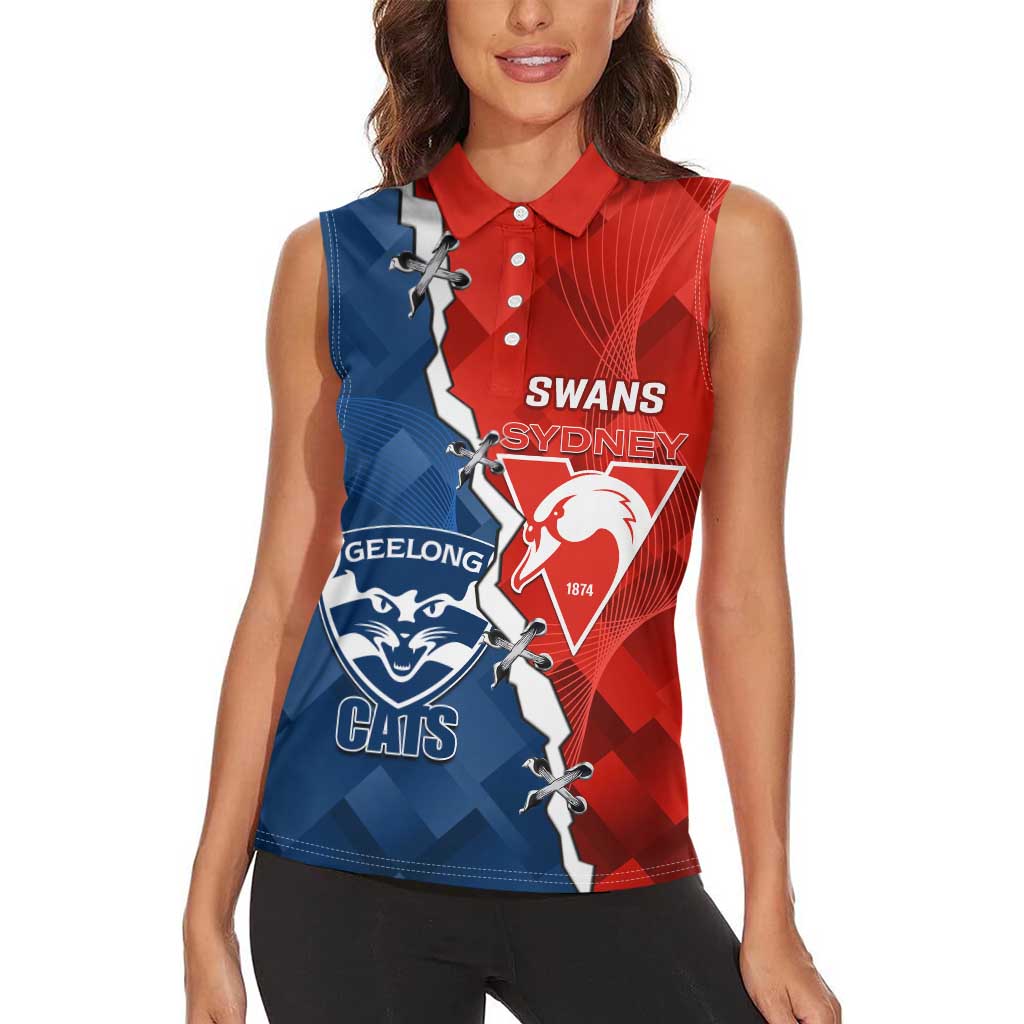 Custom Swans And Cats Football Women Sleeveless Polo Shirt 2024 Together Dynamic Version