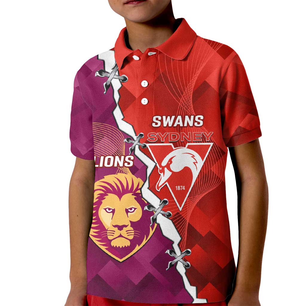 Custom Swans And Lions Football Kid Polo Shirt 2024 Go Champions Final Dynamic Version