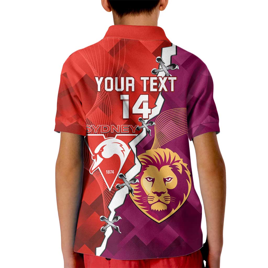 Custom Swans And Lions Football Kid Polo Shirt 2024 Go Champions Final Dynamic Version