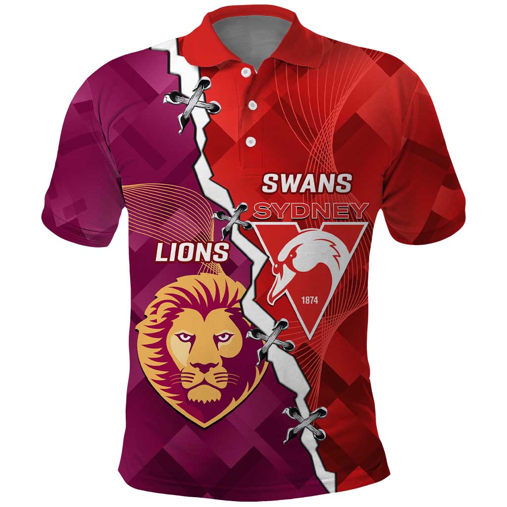 Custom Swans And Lions Football Polo Shirt 2024 Go Champions Final Dynamic Version