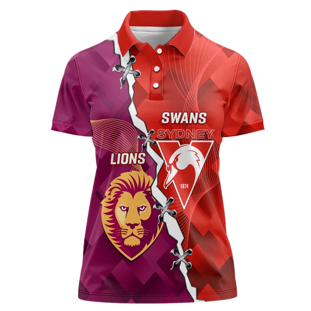 Custom Swans And Lions Football Women Polo Shirt 2024 Go Champions Final Dynamic Version