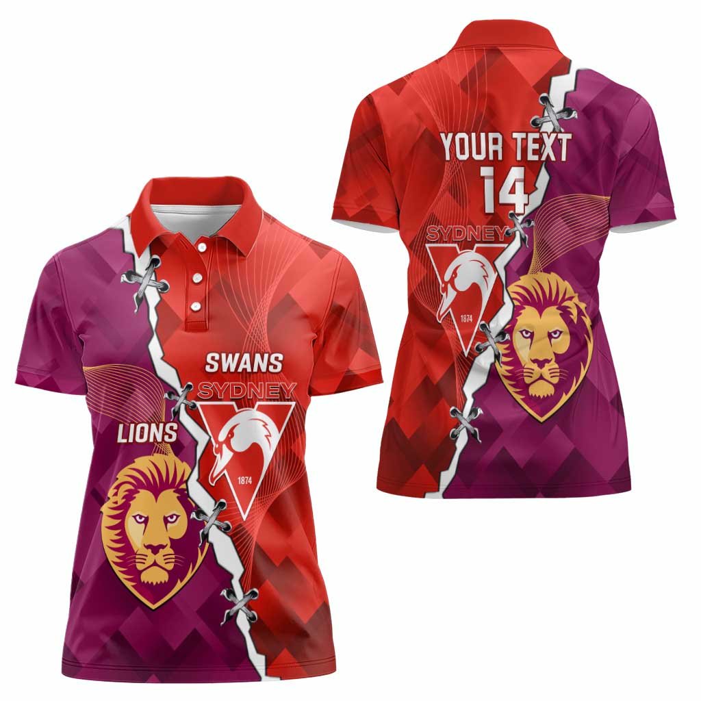 Custom Swans And Lions Football Women Polo Shirt 2024 Go Champions Final Dynamic Version