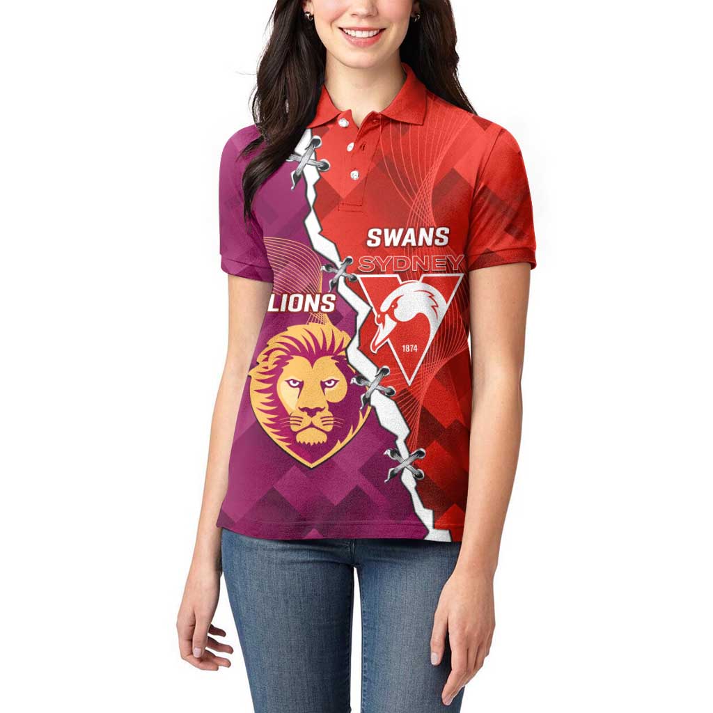 Custom Swans And Lions Football Women Polo Shirt 2024 Go Champions Final Dynamic Version