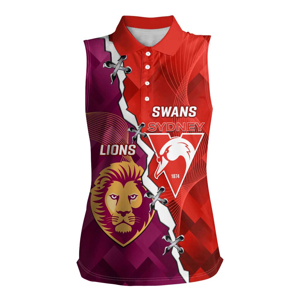 Custom Swans And Lions Football Women Sleeveless Polo Shirt 2024 Go Champions Final Dynamic Version