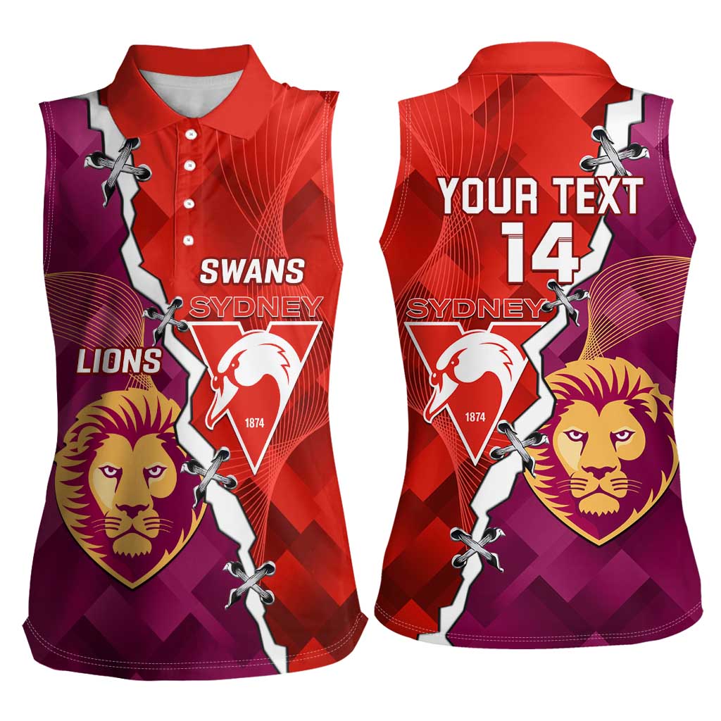 Custom Swans And Lions Football Women Sleeveless Polo Shirt 2024 Go Champions Final Dynamic Version