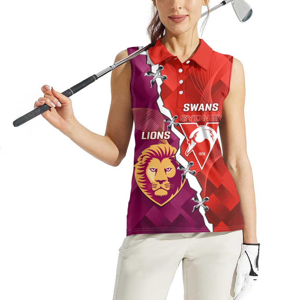 Custom Swans And Lions Football Women Sleeveless Polo Shirt 2024 Go Champions Final Dynamic Version