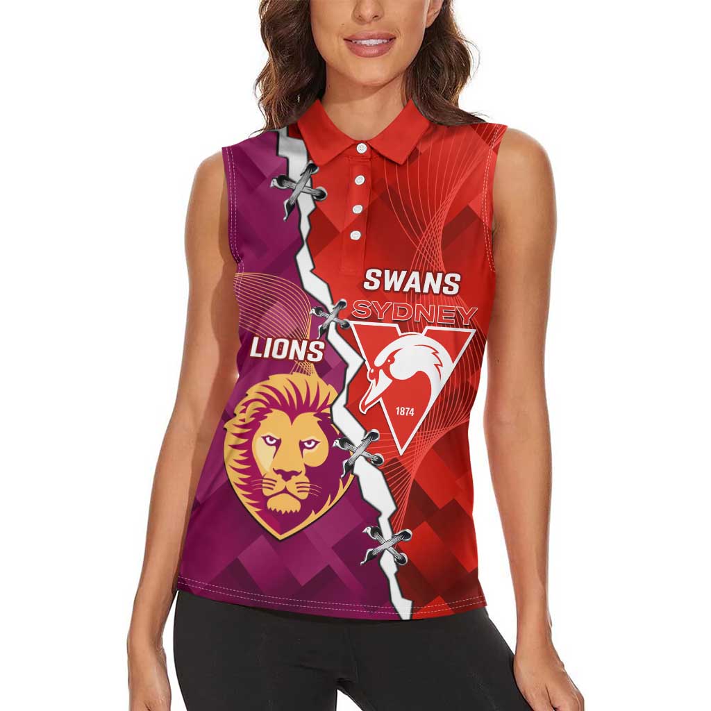 Custom Swans And Lions Football Women Sleeveless Polo Shirt 2024 Go Champions Final Dynamic Version