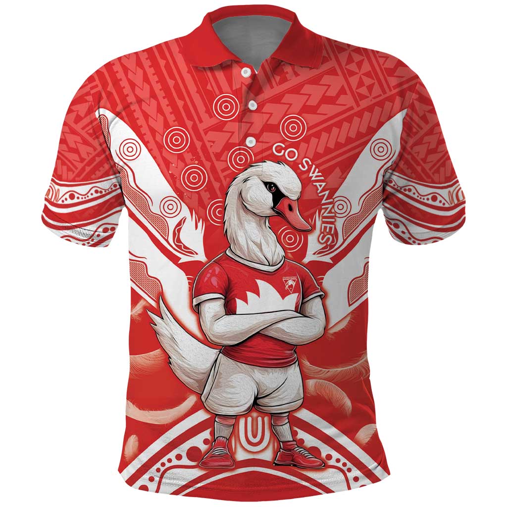 Personalised Swans Football Polo Shirt 2024 Swannies Mascot Go Champions