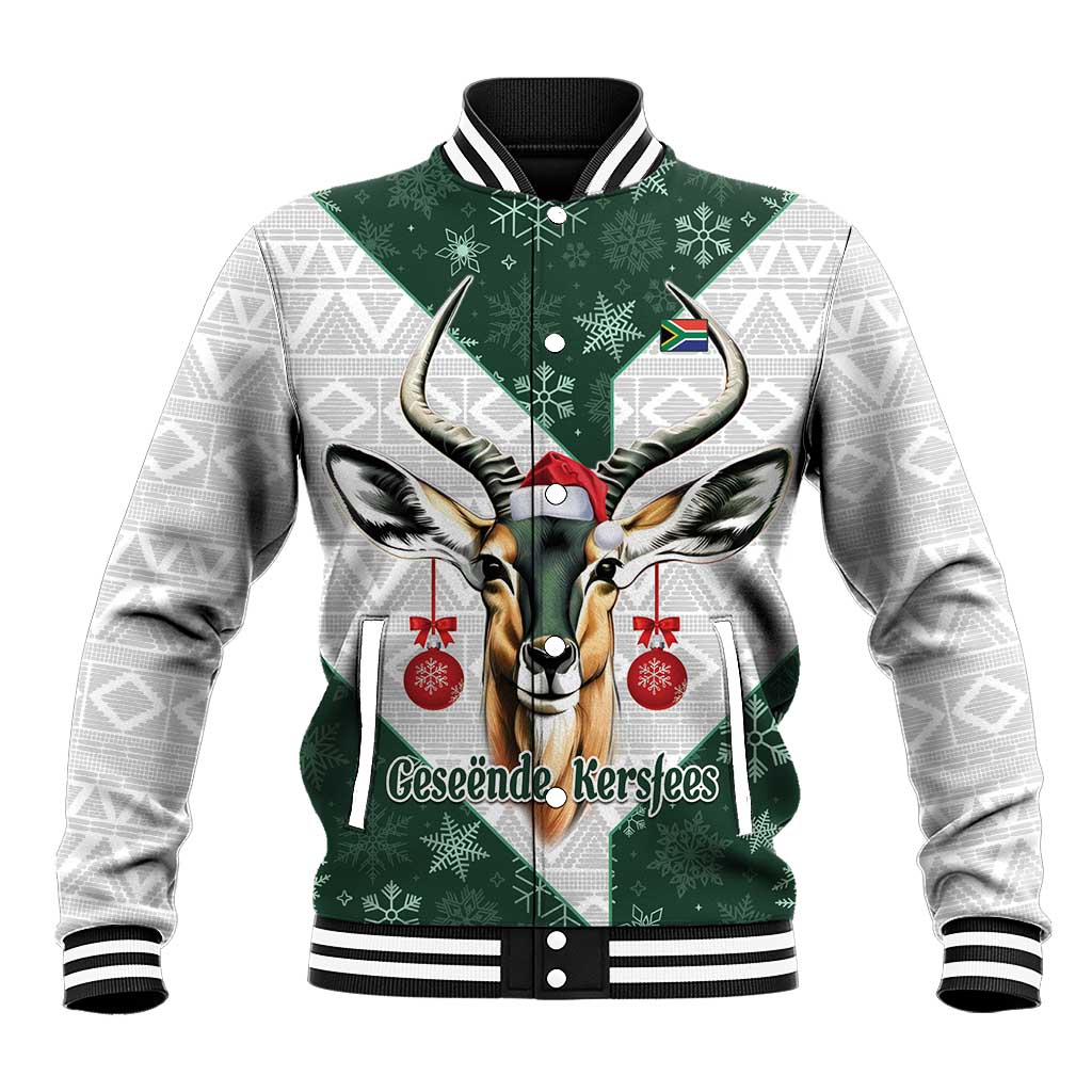 South Africa Springboks Christmas Baseball Jacket Bokke Santa - Geseende Kersfees