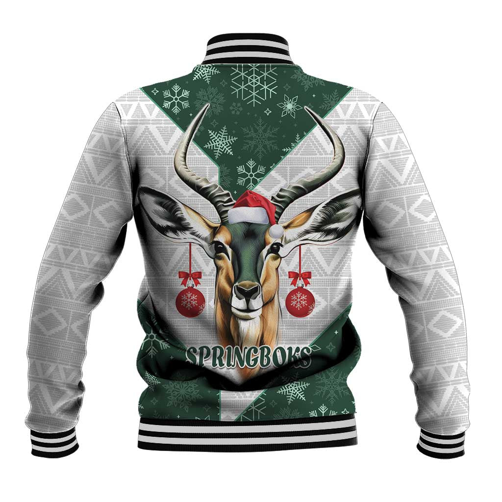 South Africa Springboks Christmas Baseball Jacket Bokke Santa - Geseende Kersfees