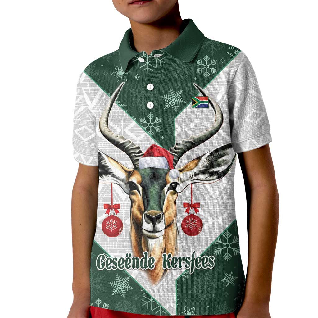 South Africa Springboks Christmas Kid Polo Shirt Bokke Santa - Geseende Kersfees