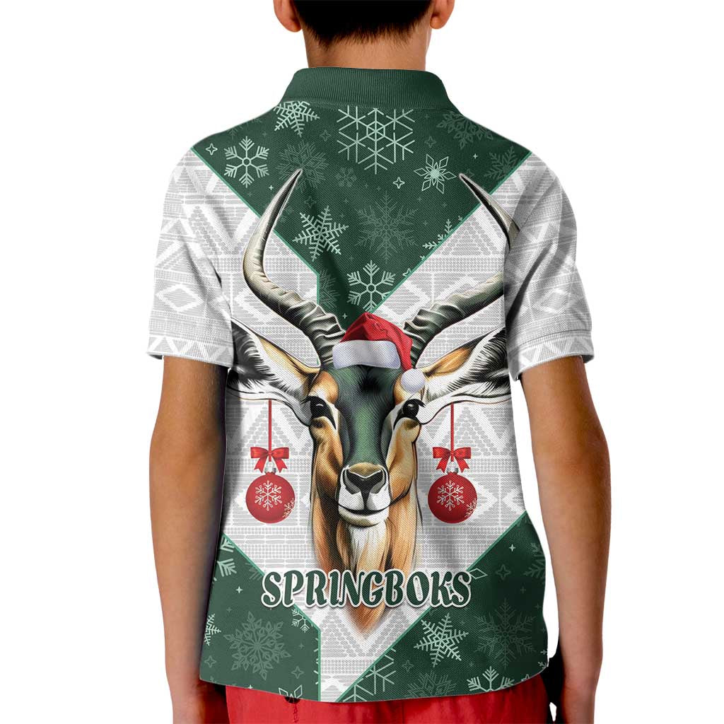 South Africa Springboks Christmas Kid Polo Shirt Bokke Santa - Geseende Kersfees