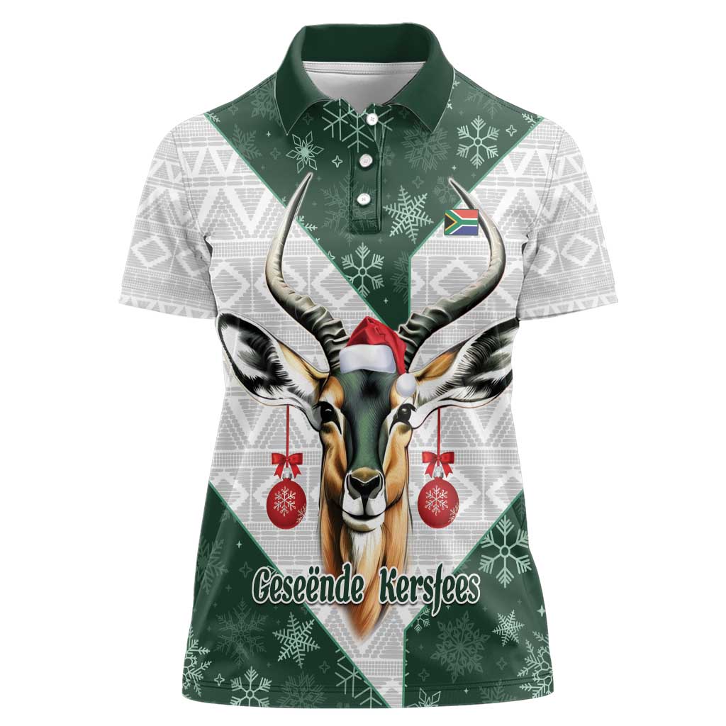 South Africa Springboks Christmas Women Polo Shirt Bokke Santa - Geseende Kersfees