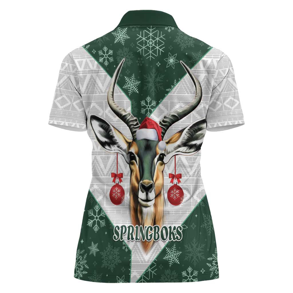 South Africa Springboks Christmas Women Polo Shirt Bokke Santa - Geseende Kersfees