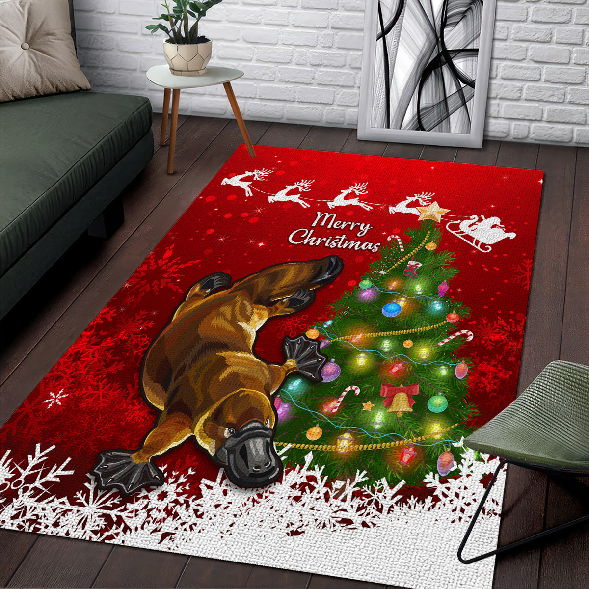 personalised-australia-christmas-area-rug-aussie-platypus-xmas-vibes