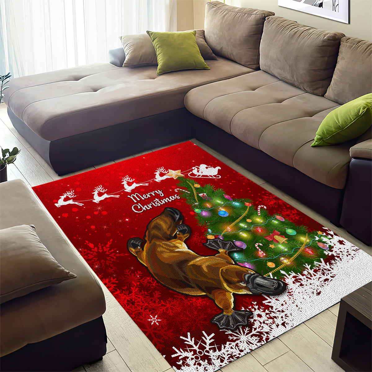 personalised-australia-christmas-area-rug-aussie-platypus-xmas-vibes