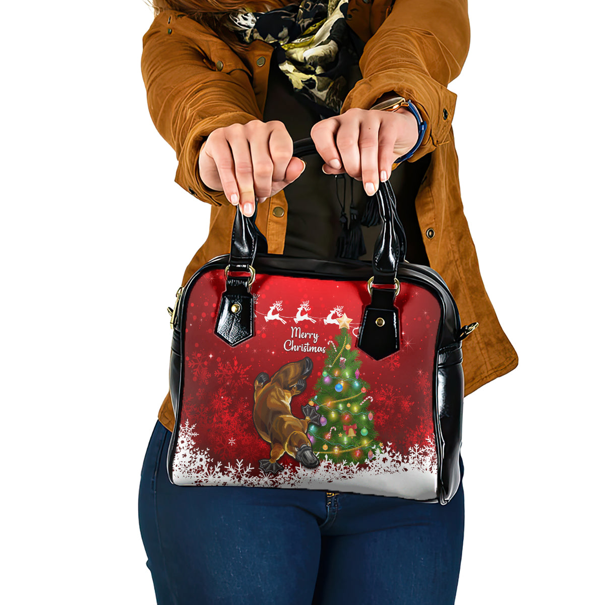 personalised-australia-christmas-shoulder-handbag-aussie-platypus-xmas-vibes