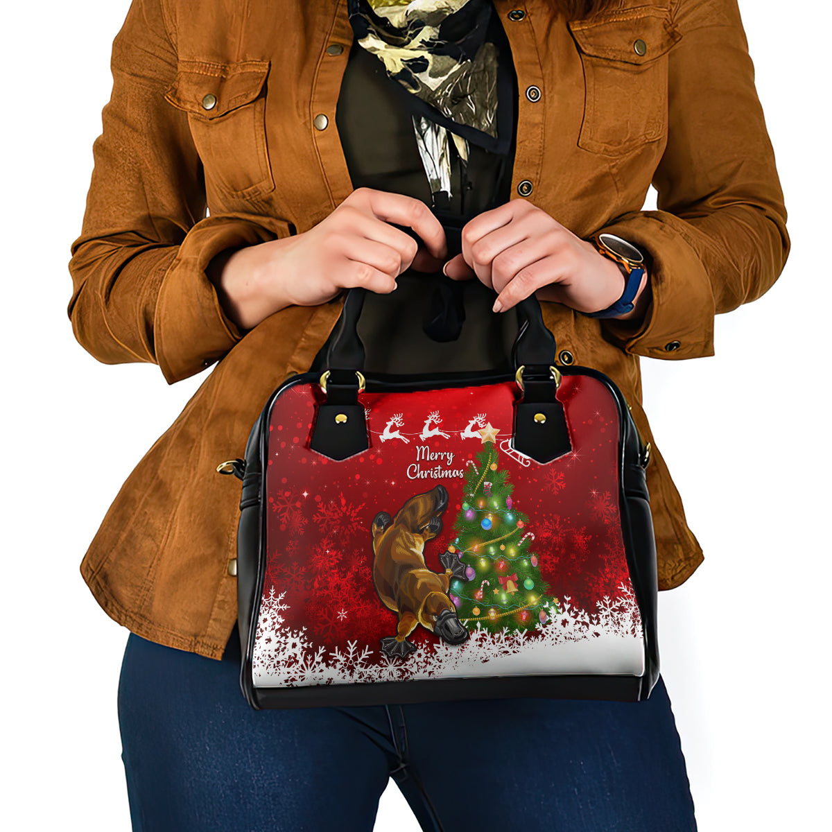 personalised-australia-christmas-shoulder-handbag-aussie-platypus-xmas-vibes