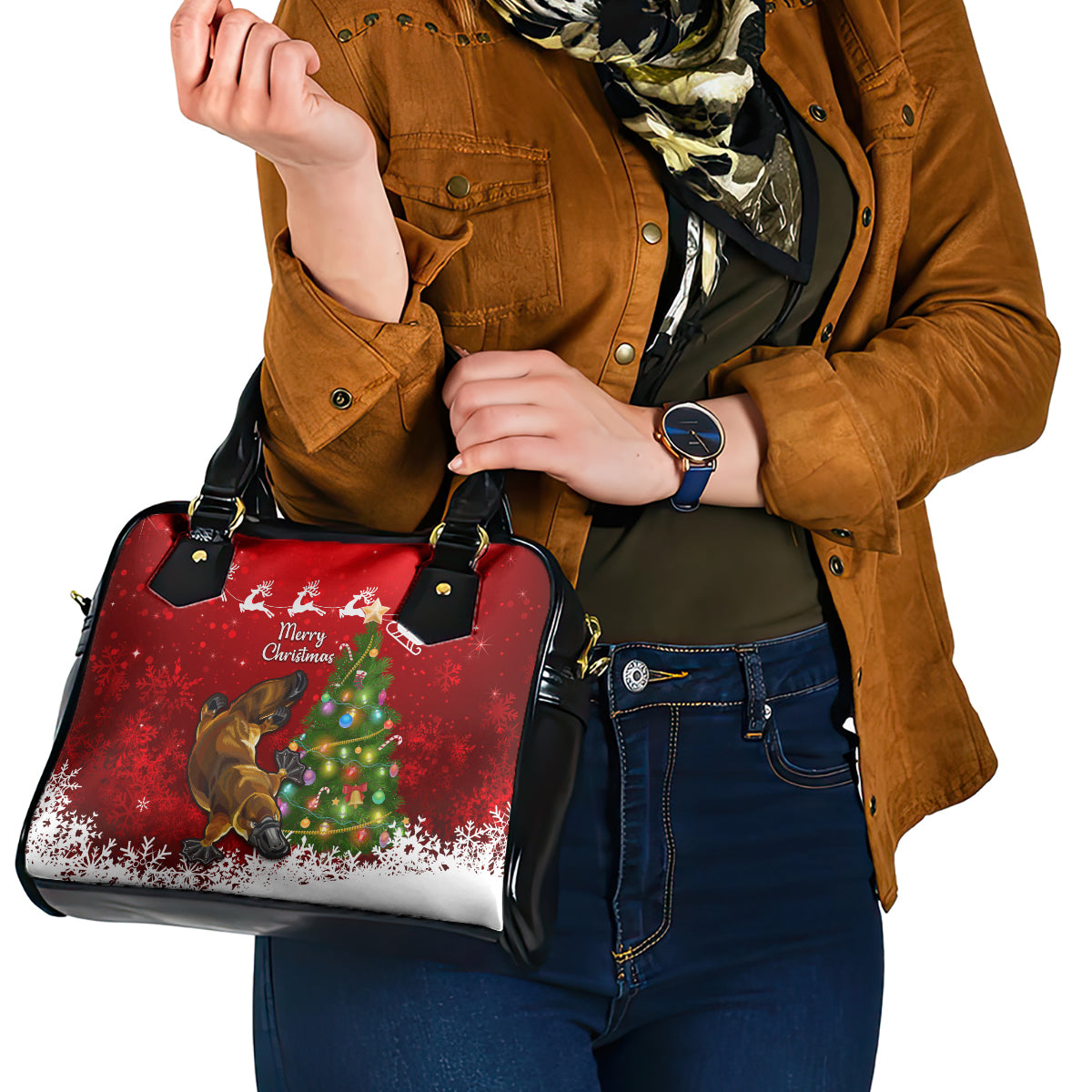 personalised-australia-christmas-shoulder-handbag-aussie-platypus-xmas-vibes