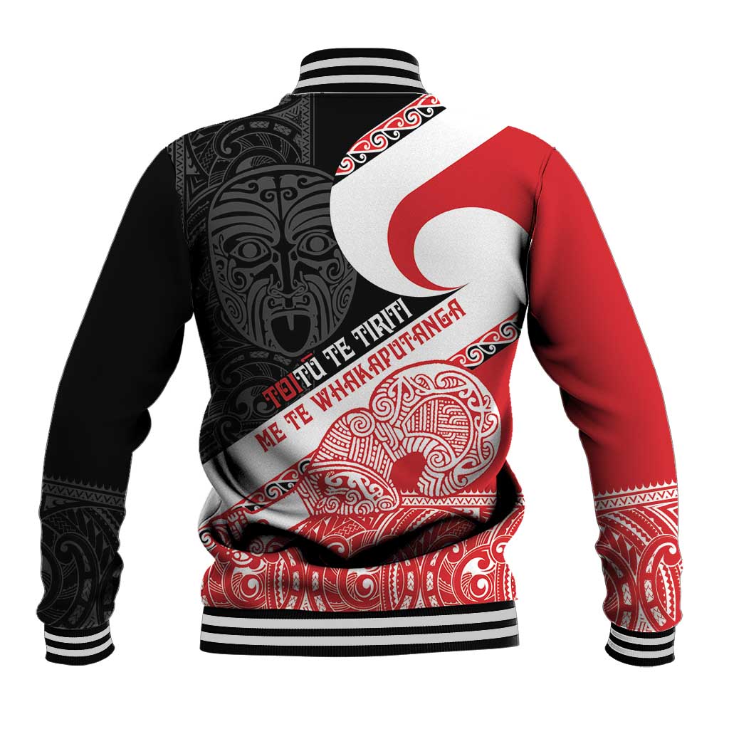 Toitu Te Tiriti Me Te Whakaputanga Baseball Jacket Maori Wahaika With Haka Face