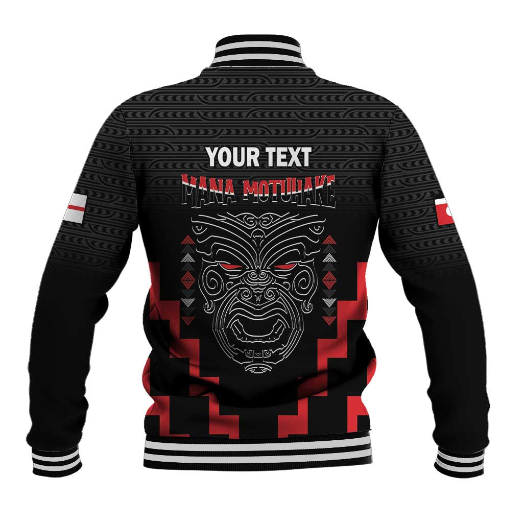 Personalised Toitu Te Tiriti Mana Maori Motuhake Baseball Jacket Aotearoa Haka Face Mix Poutama Art