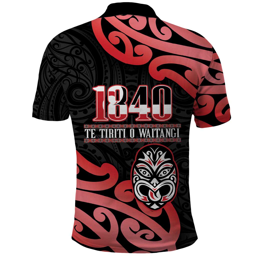 New Zealand 1840 Waitangi Day Polo Shirt Aotearoa Haka Mask - Red Version