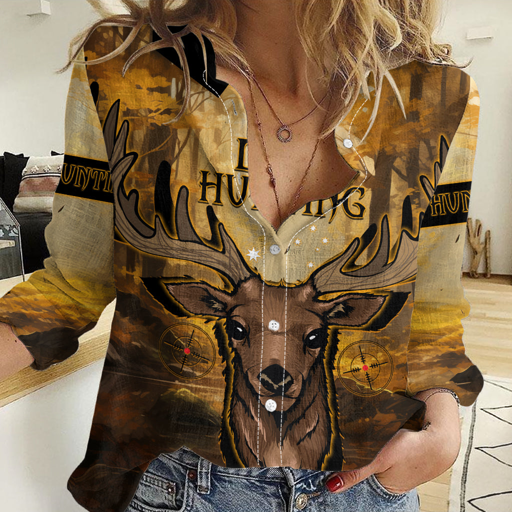 Personalised Deer Hunting Women Casual Shirt Forest Vibes