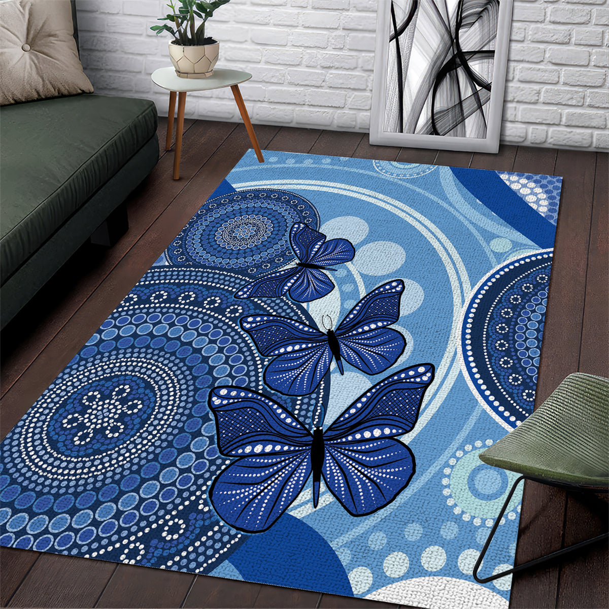 Australia Autism Awareness Area Rug 4 April Indigenous Butterfly