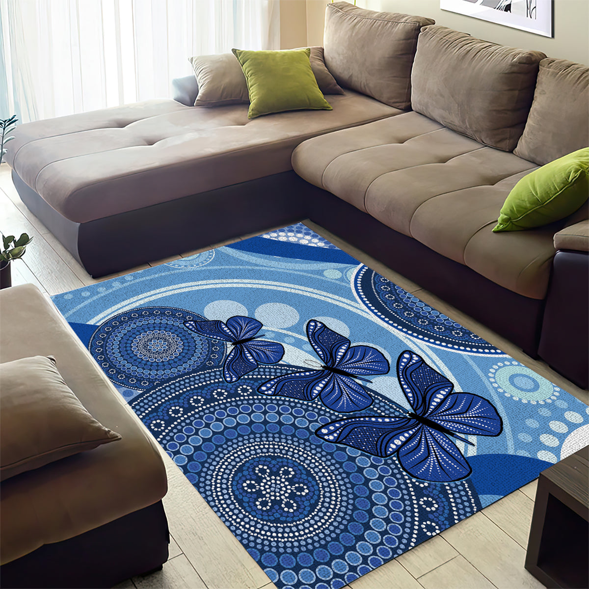 Australia Autism Awareness Area Rug 4 April Indigenous Butterfly