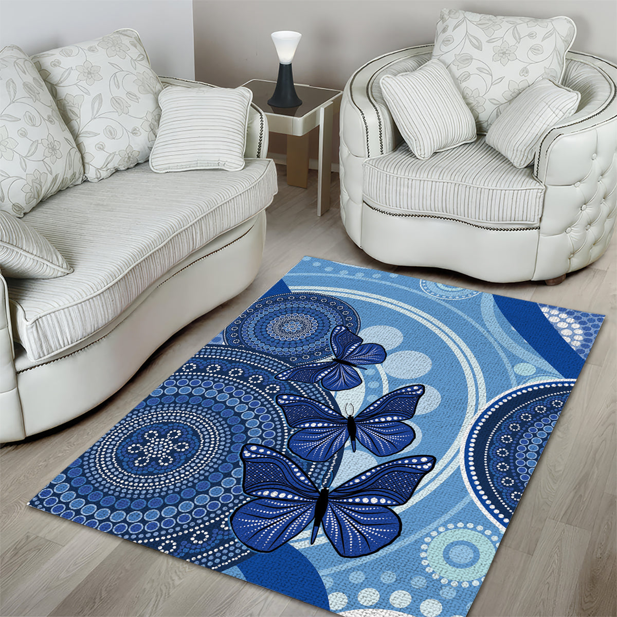 Australia Autism Awareness Area Rug 4 April Indigenous Butterfly