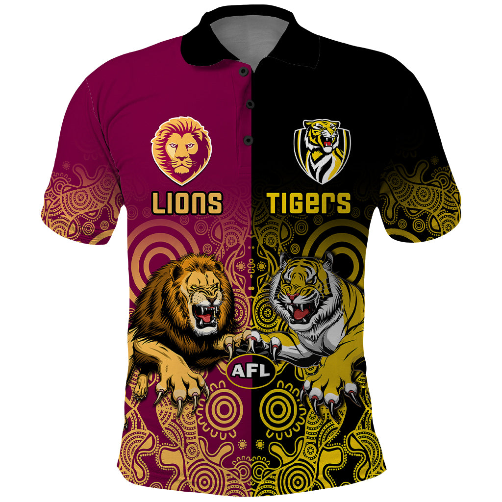 personalised-richmond-and-brisbane-lions-football-polo-shirt-indigenous-art-version