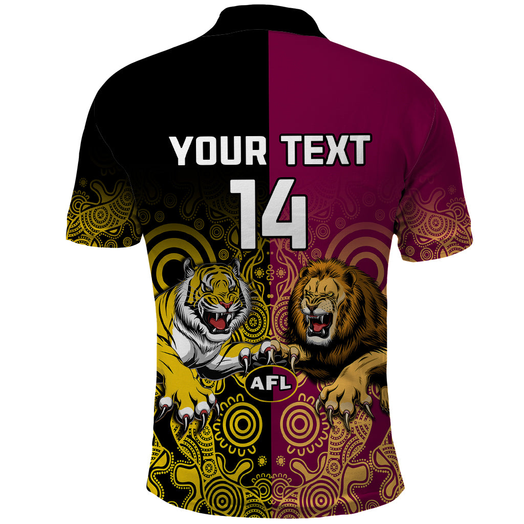 personalised-richmond-and-brisbane-lions-football-polo-shirt-indigenous-art-version