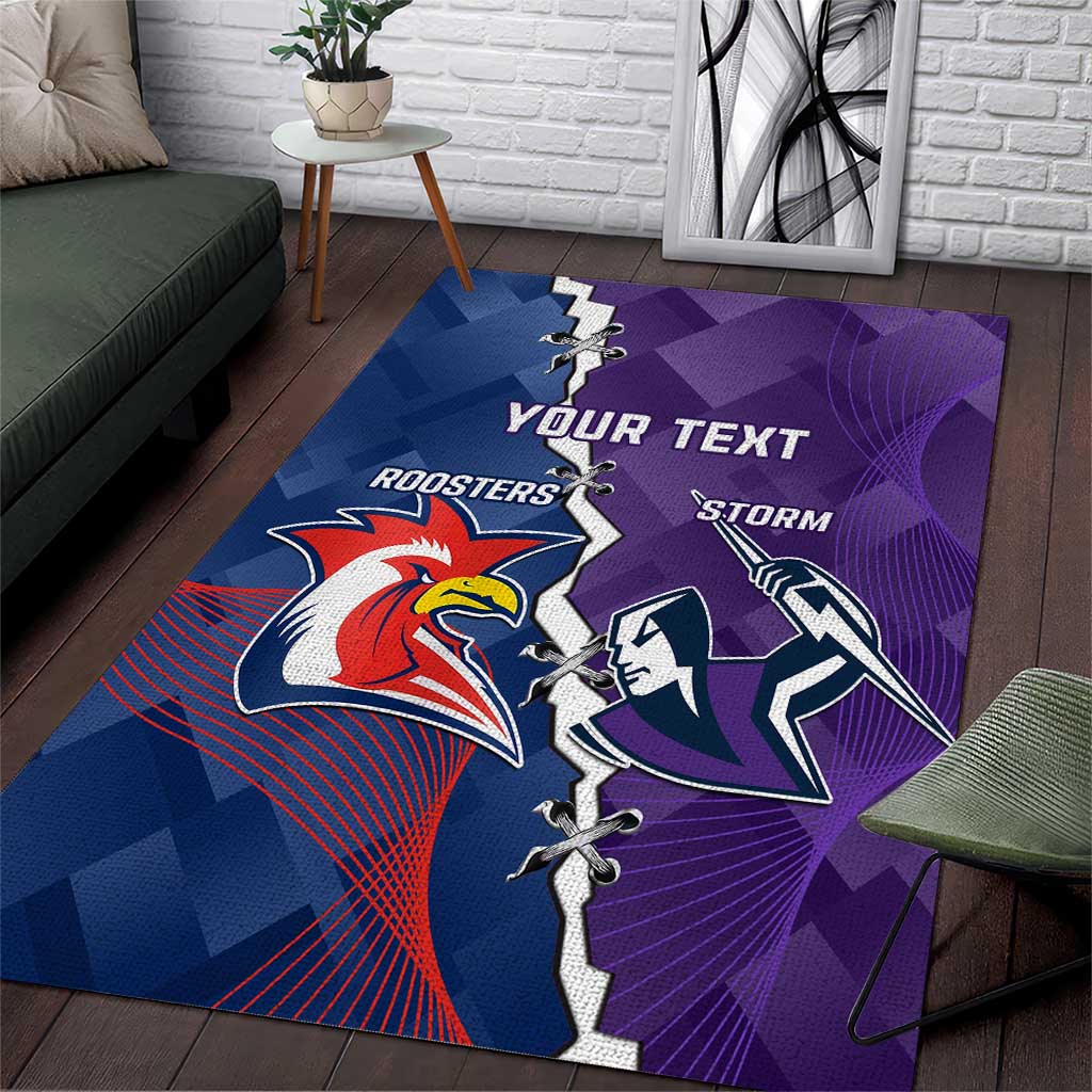 Custom NRL Storm And Roosters Rugby 2024 Area Rug Go Champions Dynamic Version