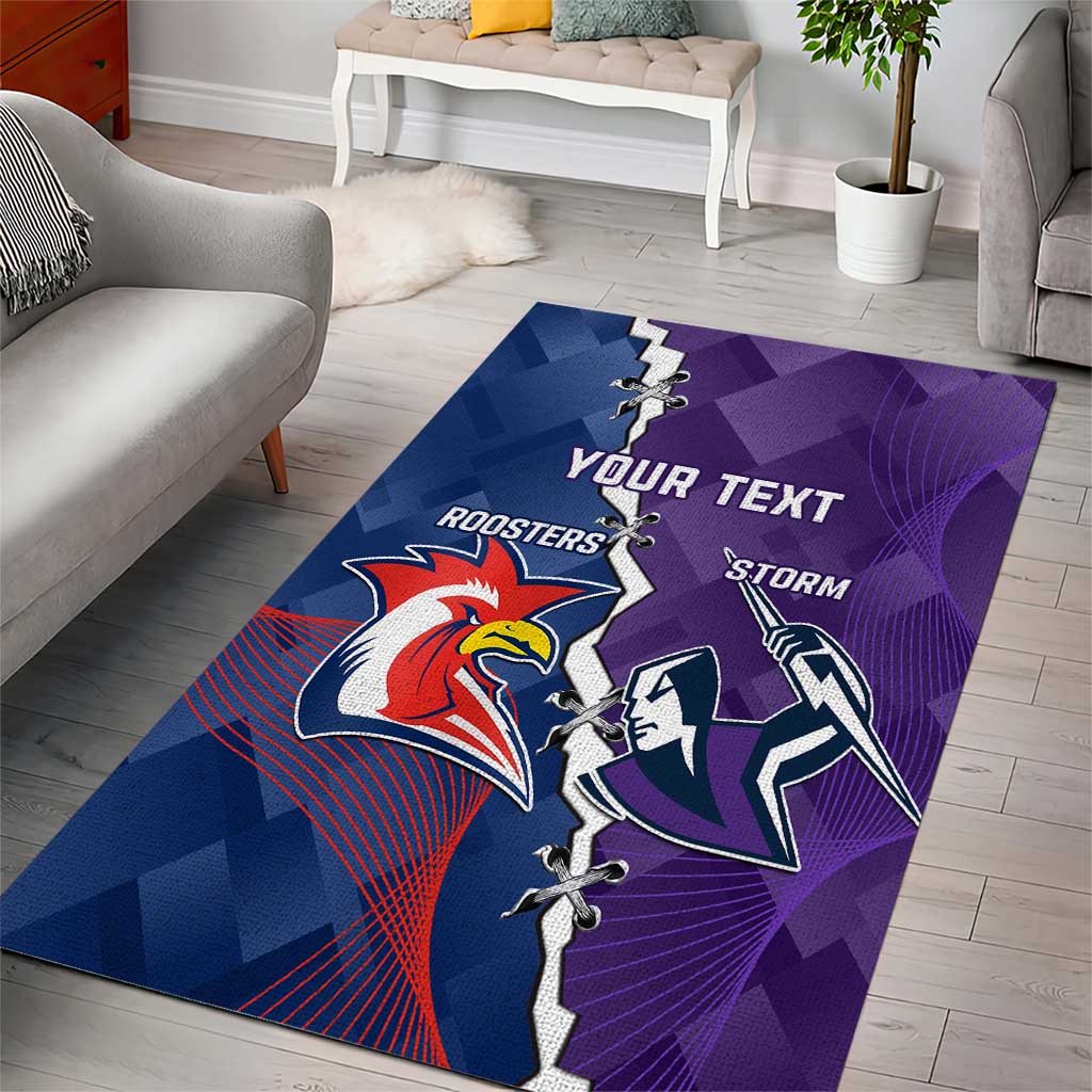 Custom NRL Storm And Roosters Rugby 2024 Area Rug Go Champions Dynamic Version