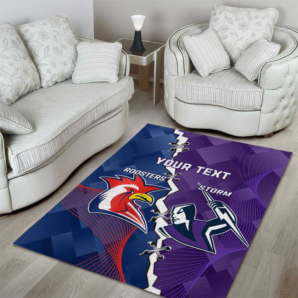 Custom NRL Storm And Roosters Rugby 2024 Area Rug Go Champions Dynamic Version