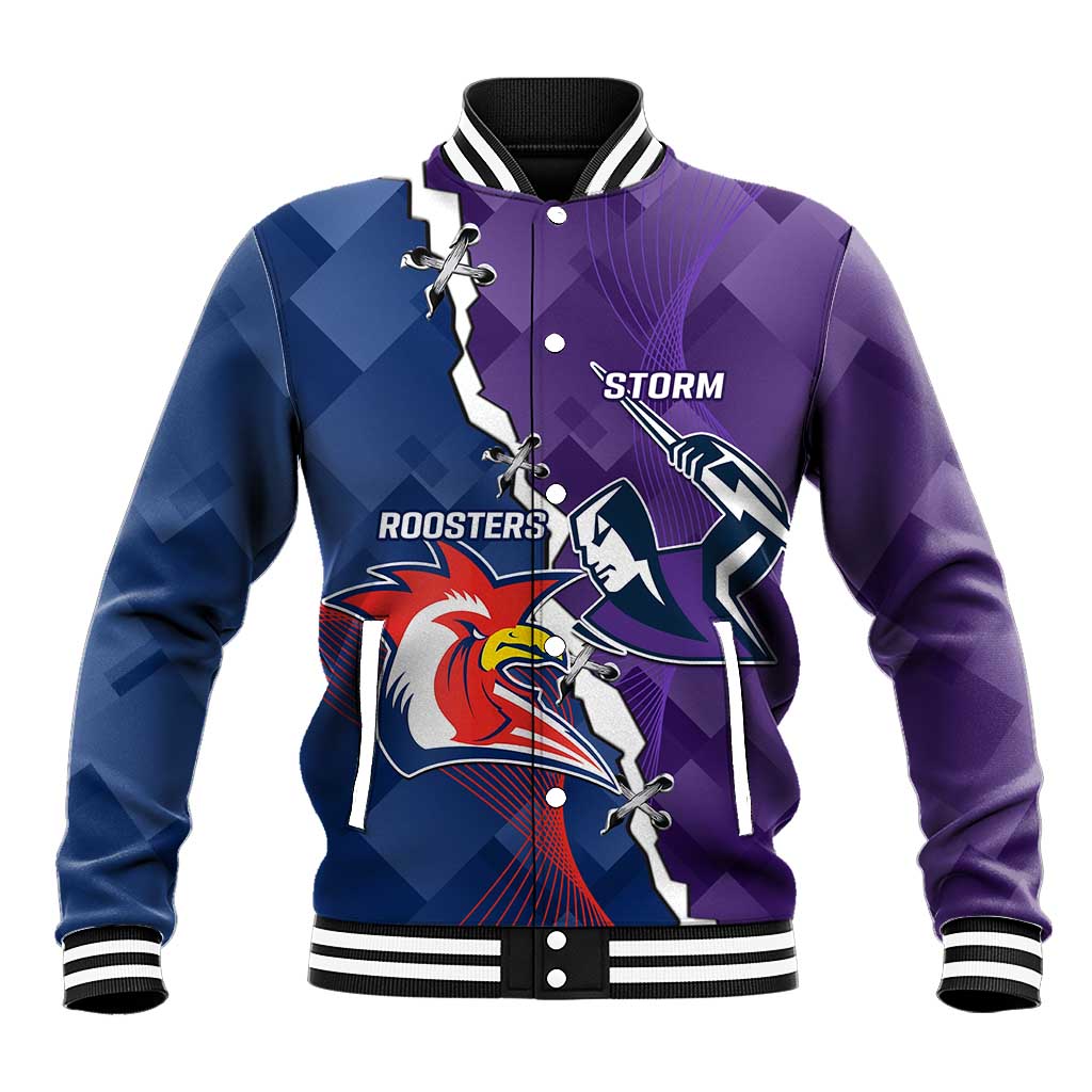 Custom NRL Storm And Roosters Rugby 2024 Baseball Jacket Go Champions Dynamic Version