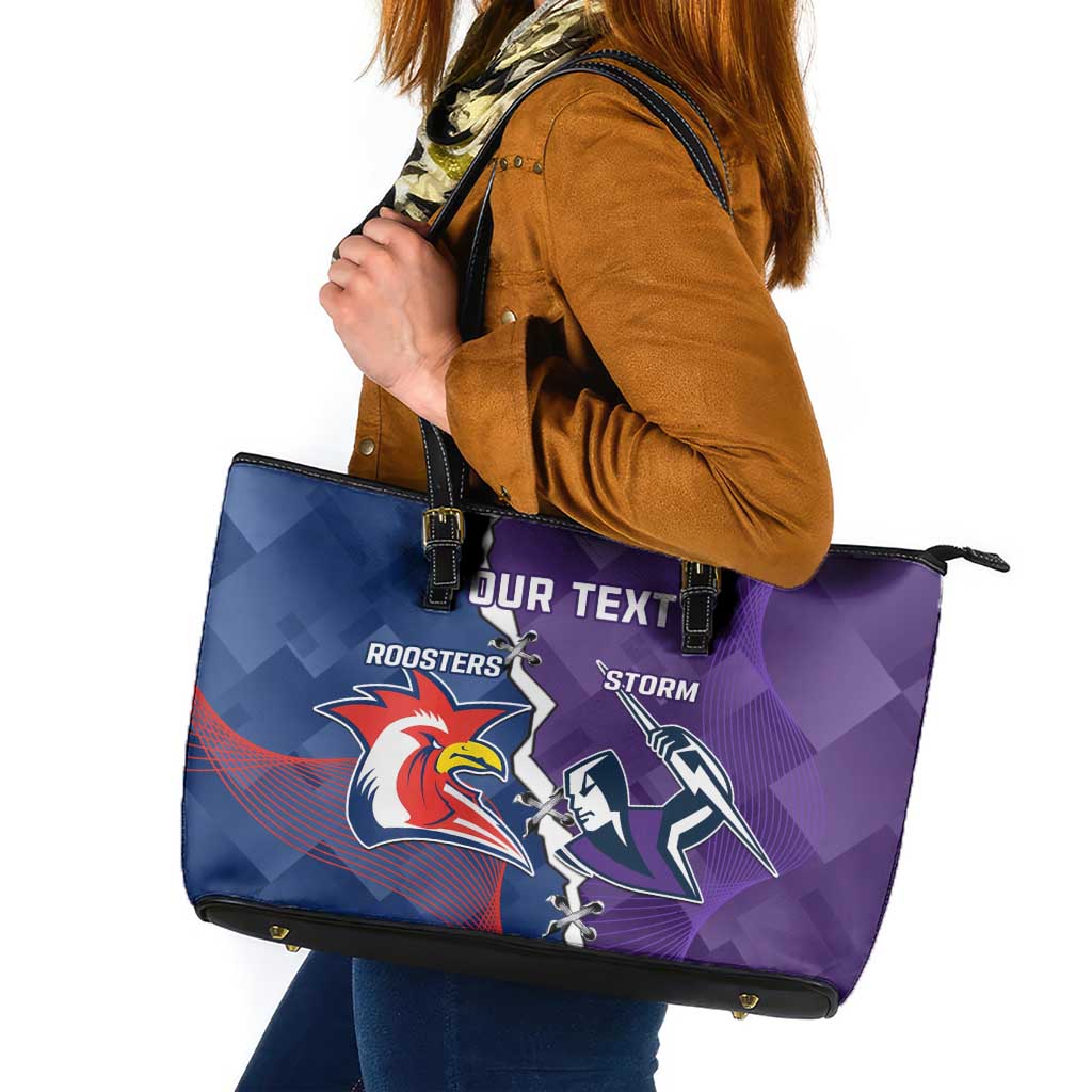 Custom NRL Storm And Roosters Rugby 2024 Leather Tote Bag Go Champions Dynamic Version