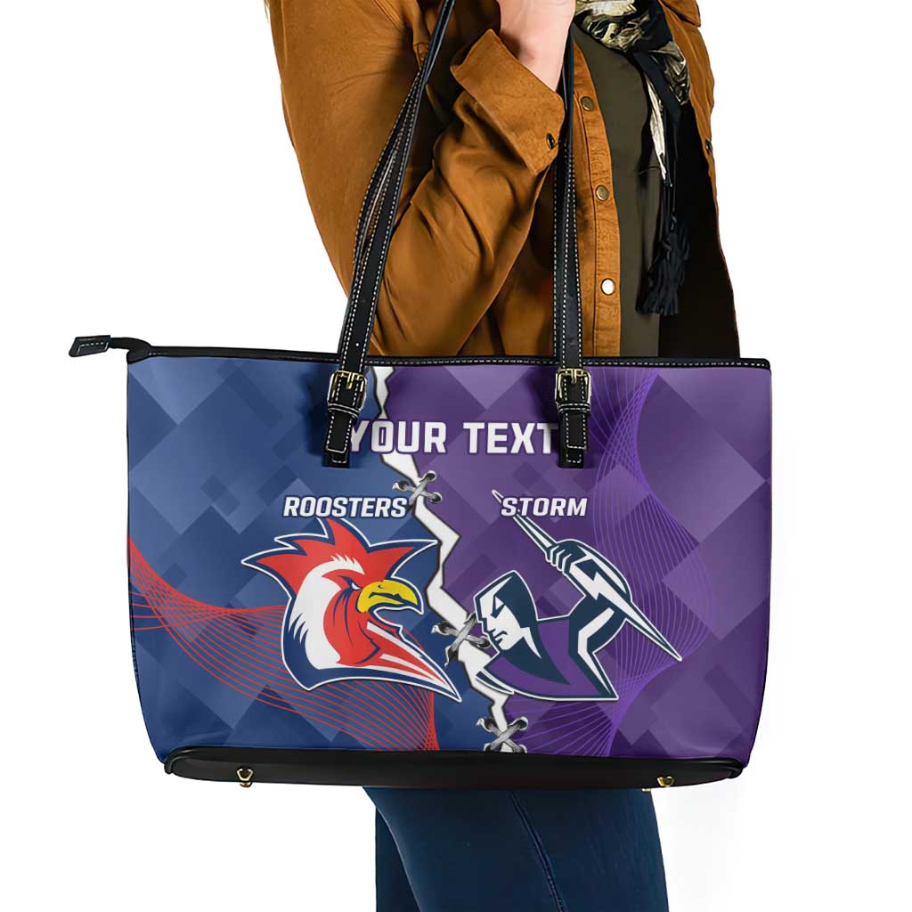 Custom NRL Storm And Roosters Rugby 2024 Leather Tote Bag Go Champions Dynamic Version