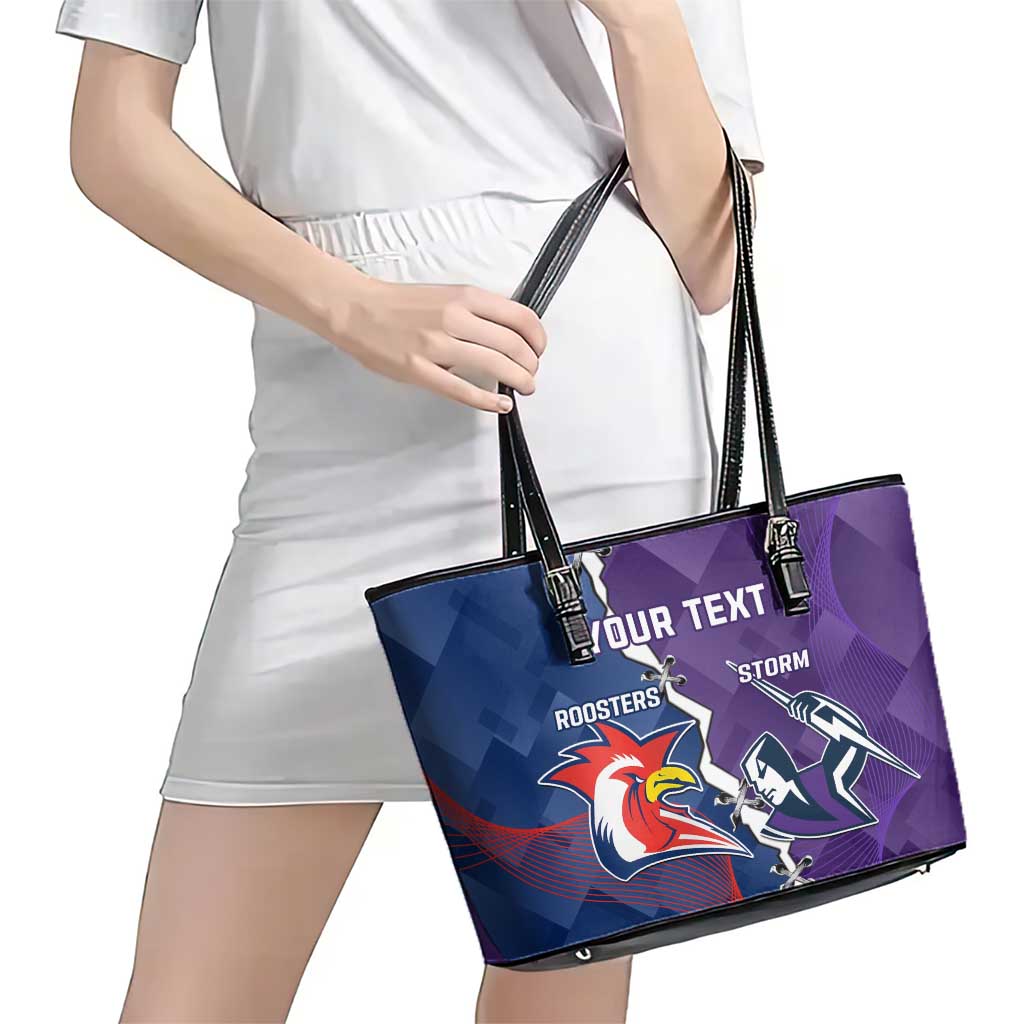 Custom NRL Storm And Roosters Rugby 2024 Leather Tote Bag Go Champions Dynamic Version