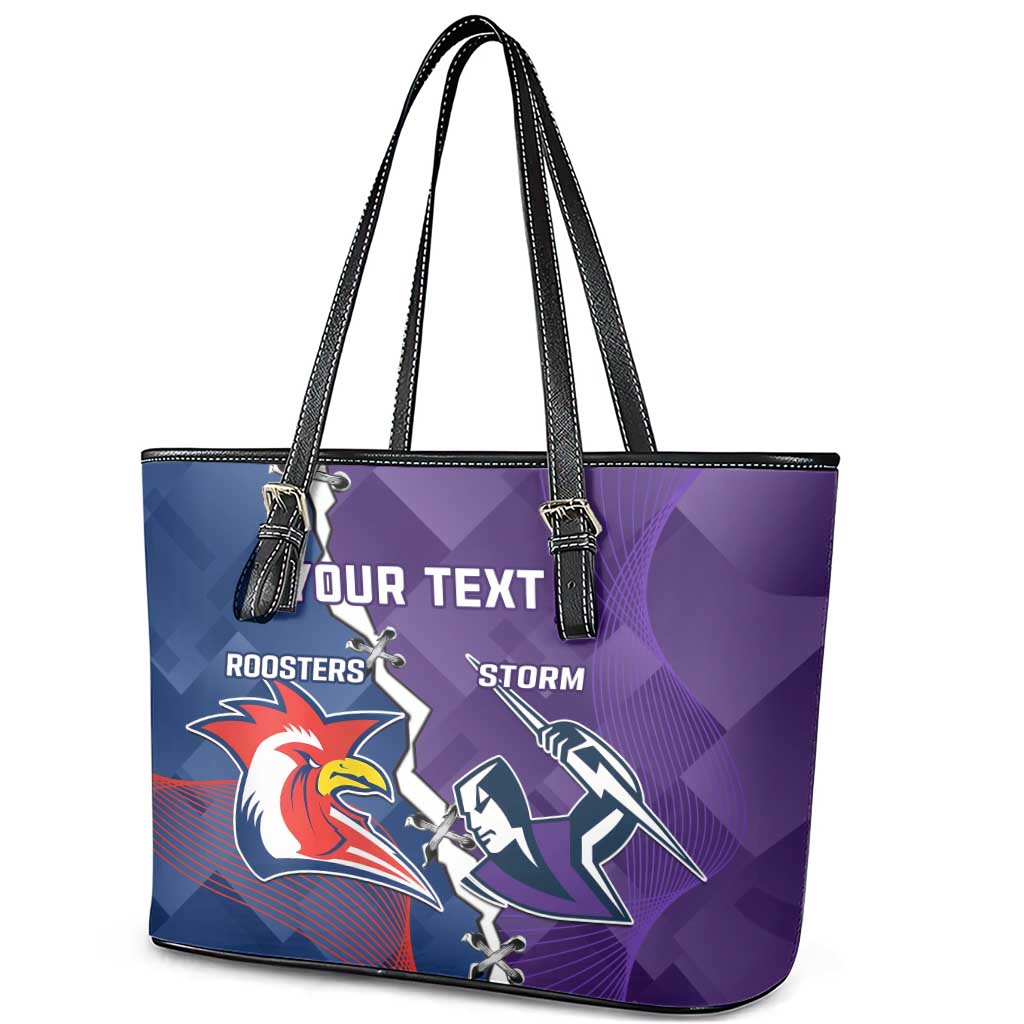 Custom NRL Storm And Roosters Rugby 2024 Leather Tote Bag Go Champions Dynamic Version