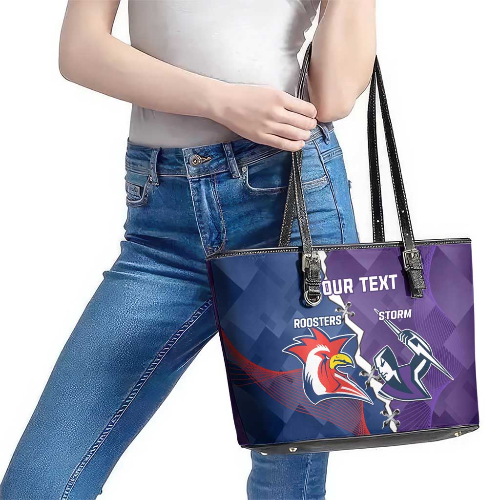 Custom NRL Storm And Roosters Rugby 2024 Leather Tote Bag Go Champions Dynamic Version