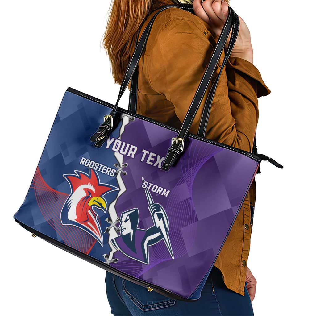 Custom NRL Storm And Roosters Rugby 2024 Leather Tote Bag Go Champions Dynamic Version