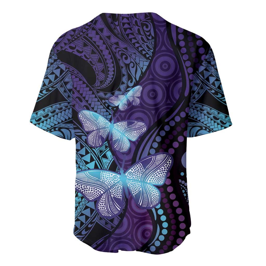 You Matter Suicide Prevention Awareness Baseball Jersey Butterfly Aboriginal Mix Polynesian Pattern